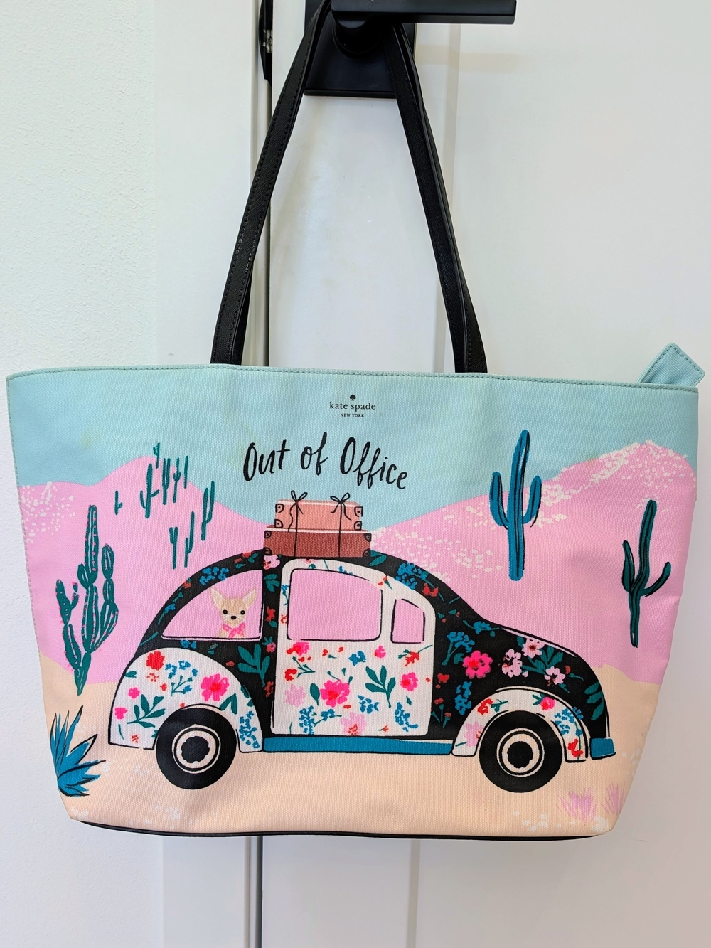 Kate Spade "Out of Office" Floral Travel Tote in Pastel Pink & Aqua